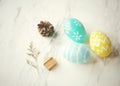 Pastel easter eggs with cute decorated