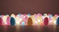 Pastel Easter Eggs and Glowing Spheres in Soft, Warm Lighting Royalty Free Stock Photo