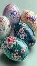 Pastel Easter Eggs on Light Green Background Royalty Free Stock Photo