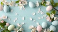 Pastel Easter eggs and spring apple blossoms Royalty Free Stock Photo