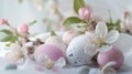 Pastel Easter eggs and spring apple blossoms Royalty Free Stock Photo