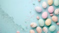 Pastel Easter Eggs and Sprinkles on a Light Blue Background Royalty Free Stock Photo