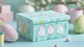 Pastel Easter Gift Box Featuring Adorable Chicks Royalty Free Stock Photo
