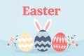 Pastel Easter Greeting Card Vector with Decorated Eggs and Bunny Ears, Clean Minimal Design Royalty Free Stock Photo