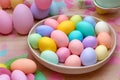 Pastel Easter Palette. A visually pleasing composition featuring a gradient of pastel-colored Easter decorations such as Royalty Free Stock Photo