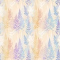 Pastel Fern Pattern Background with Delicate Leaves in Soft Colors. Royalty Free Stock Photo