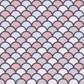 Pastel fish scale wallpaper. Asian traditional ornament with repeated scallops. Seamless pattern with vivid semicircles.