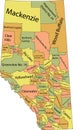 Pastel tagged administrative map of ALBERTA, CANADA