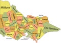 Pastel tagged map of local government areas of VICTORIA, AUSTRALIA Royalty Free Stock Photo