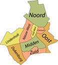 Pastel tagged districts map of NIJMEGEN, NETHERLANDS