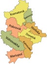 Pastel tagged map of raions of the DONETSK OBLAST, UKRAINE Royalty Free Stock Photo