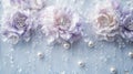 Soft floral arrangement with pearls and crystals, pastel background Royalty Free Stock Photo