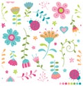 Pastel flowers and ladybugs pattern
