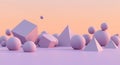 Pastel geometric shapes abstract 3D render Royalty Free Stock Photo
