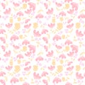 pastel ggouache floral pattern handpainted seamless repeating pattern white background
