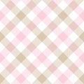 Pastel gingham pattern for Easter holiday design. Seamless vichy check plaid in light pink, beige, white for dress, skirt.