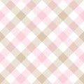 Pastel gingham pattern for Easter holiday design. Seamless vichy check plaid in light pink, beige, white for dress, skirt.