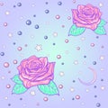 Pastel goth moon and roses seamless pattern