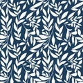 leaves pattern dark blue white leaves with minimalist subtle texture