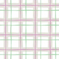 Pastel Hand-Drawn Plaid Vector Seamless Pattern. Whimsical Modern Classic Tartan Background