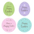 Pastel happy easter egg and circle gift tags