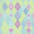 Pastel Harlequin Pattern with Hearts for Charming Backdrops Royalty Free Stock Photo