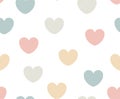 Pastel heart seamless pattern for fabric. simple minimalistic background.
