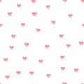 Pastel Heart Seamless Pattern on White Background - Vector