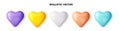 Pastel hearts colorful realistic collection. Glossy 3d spheres set isolated with shadow