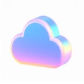 Pastel Holographic 3D Cloud Icon Render Royalty Free Stock Photo