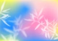 Pastel Holographic Gradient Background with Branches and Leaves. Abstract Bg with Blurred Tree Leaves Overlay