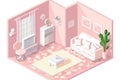 Pastel isometric living room. minimalist isometric view. By generative Ai Royalty Free Stock Photo