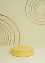 Pastel, light, citrus yellow 3D rendering minimal product display luxury cylinder podium or product background abstract