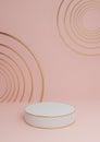 Pastel, light red, salmon pink 3D rendering minimal product display luxury cylinder podium or product background abstract