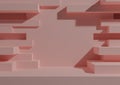 Pastel, light red, salmon pink 3D rendering product display podium or stand with abstract brick wall or portal for product