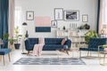 Pastel living room with gallery Royalty Free Stock Photo
