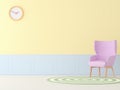 Pastel living room with pink chair 3d render