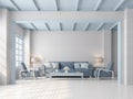 Pastel living room vintage style 3d render Royalty Free Stock Photo