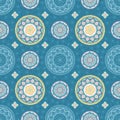 Pastel mandala flower and Thai style seamless pattern