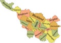 Pastel map of subdistricts of Bremen, Germany
