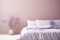 Pastel Mauve Backdrop Complements Mockup Bed With White Linens