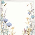 Pastel Meadow Flowers Invitation Frame - Hand Drawn Illustration