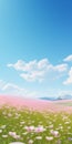 Pastel Meadow In Pixar Style - Minimal Wallpaper