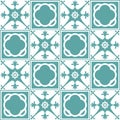 Pastel mint Azulejo design for ceramic tiles and wall design, traditional spanish background white blue color, vector illustration Royalty Free Stock Photo