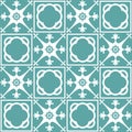 Pastel mint Azulejo design for ceramic tiles and wall design, traditional spanish background white blue color, vector illustration Royalty Free Stock Photo