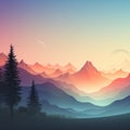 Pastel mountain view background - 1