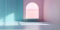 Pastel multi colour background wall with window natural shadow and long shelf Royalty Free Stock Photo