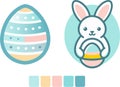 Pastel Palette Easter Icon Set with Bunny and Egg