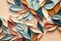 Pastel papercut texture with colorful cut and floral elements. Intricate floral cut with pastel colors background. Ai generated