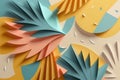 Pastel papercut texture with colorful cut and floral elements. Intricate floral cut with pastel colors background. Ai generated